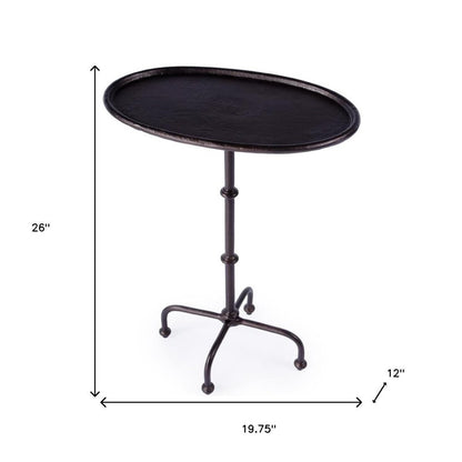20" Black Aluminum Oval Outdoor Pedestal Side Table