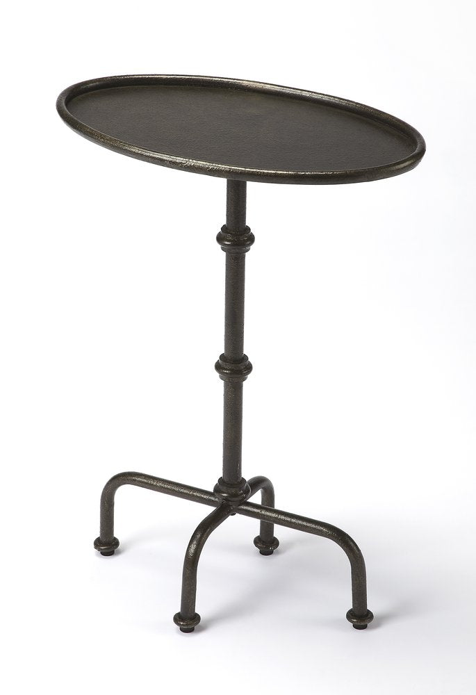 26" Gray Aluminum Oval Pedestal End Table