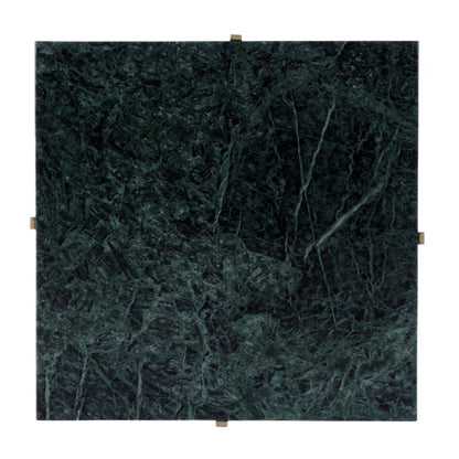 21" Green and Gold Marble and Iron Drink Size Square End Table