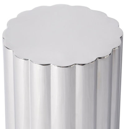 18" Silver Stainless Steel Block End Table
