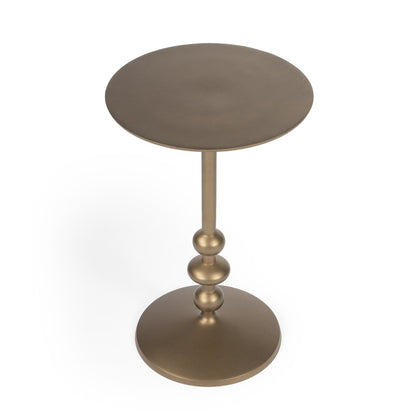 19" Bronze Aluminum Round Drink Size Pedestal End Table
