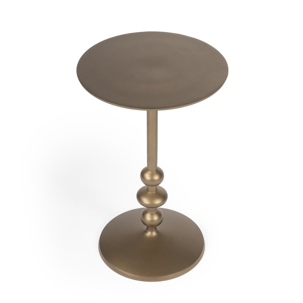 19" Bronze Aluminum Round Drink Size Pedestal End Table