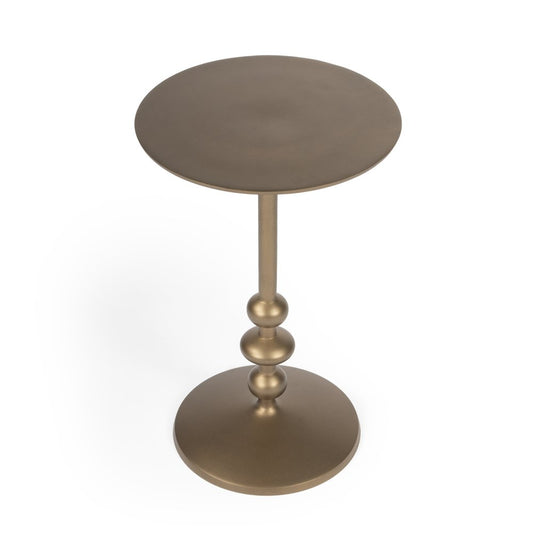 19" Bronze Aluminum Round Drink Size Pedestal End Table