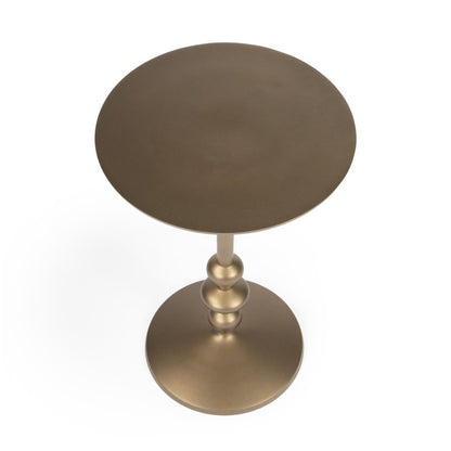 19" Bronze Aluminum Round Drink Size Pedestal End Table