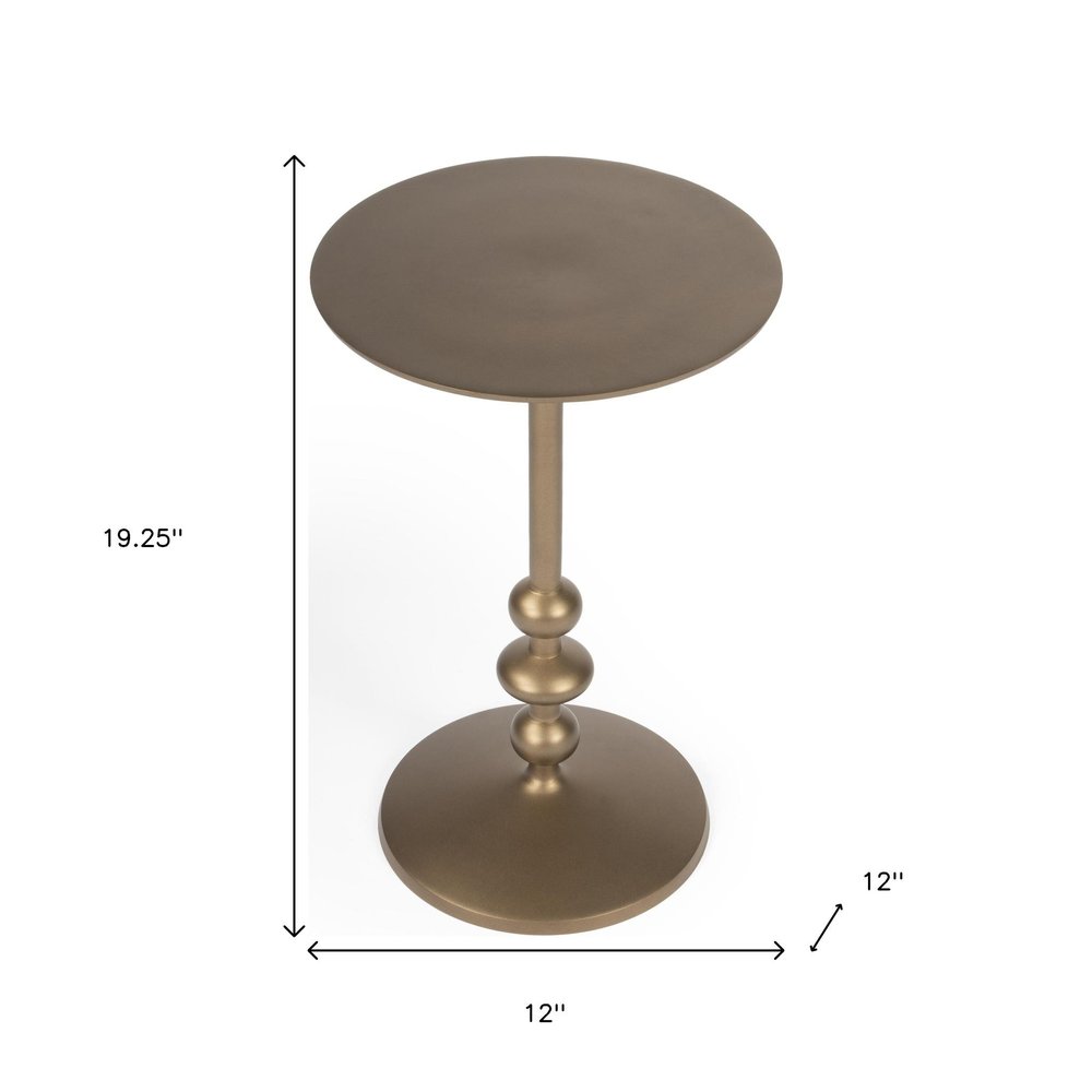 19" Bronze Aluminum Round Drink Size Pedestal End Table