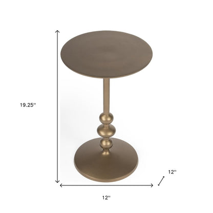 19" Bronze Aluminum Round Drink Size Pedestal End Table