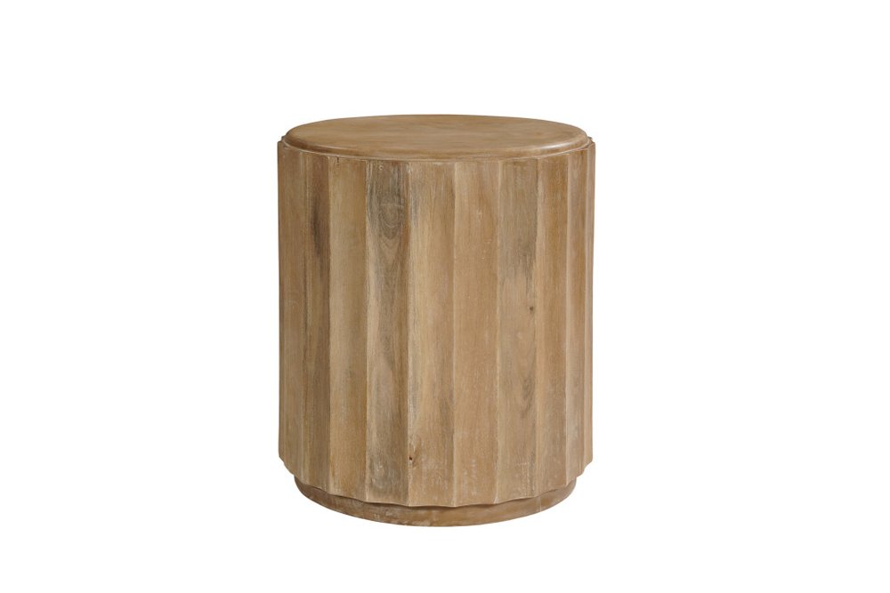 23" Brown Solid Wood Round Block End Table