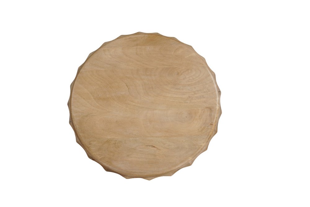 23" Brown Solid Wood Round Block End Table