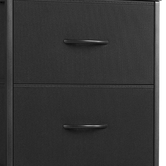18" Black Fabric Wood and Metal Four Drawer Lingerie Chest