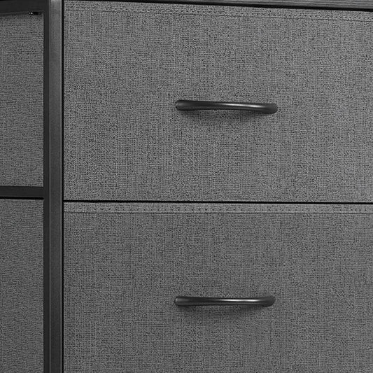 18" Black And Gray Fabric Wood And Metal Four Drawer Dresser