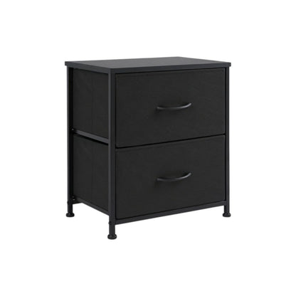 20" Black Iron and Wood Two Drawer Nightstand