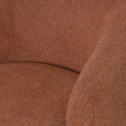 30" Rust and Brown Fabric And Wood Arm Chair
