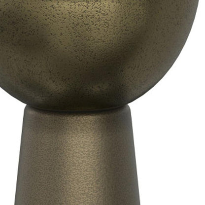 26" Antiqued Gold Distressed Iron Round Pedestal End Table