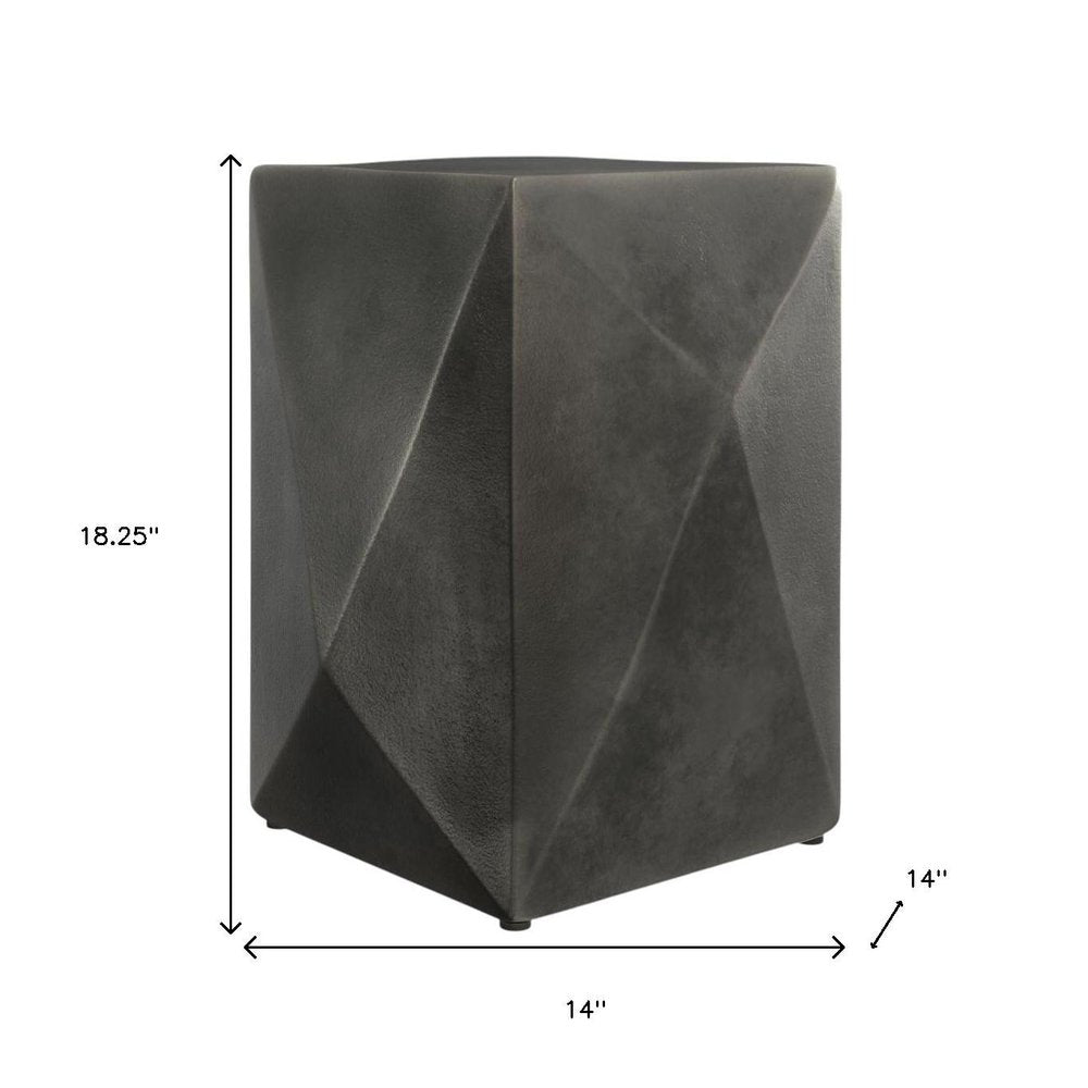 18" Graphite Aluminum Square Block End Table