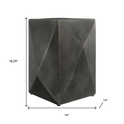 18" Graphite Aluminum Square Block End Table