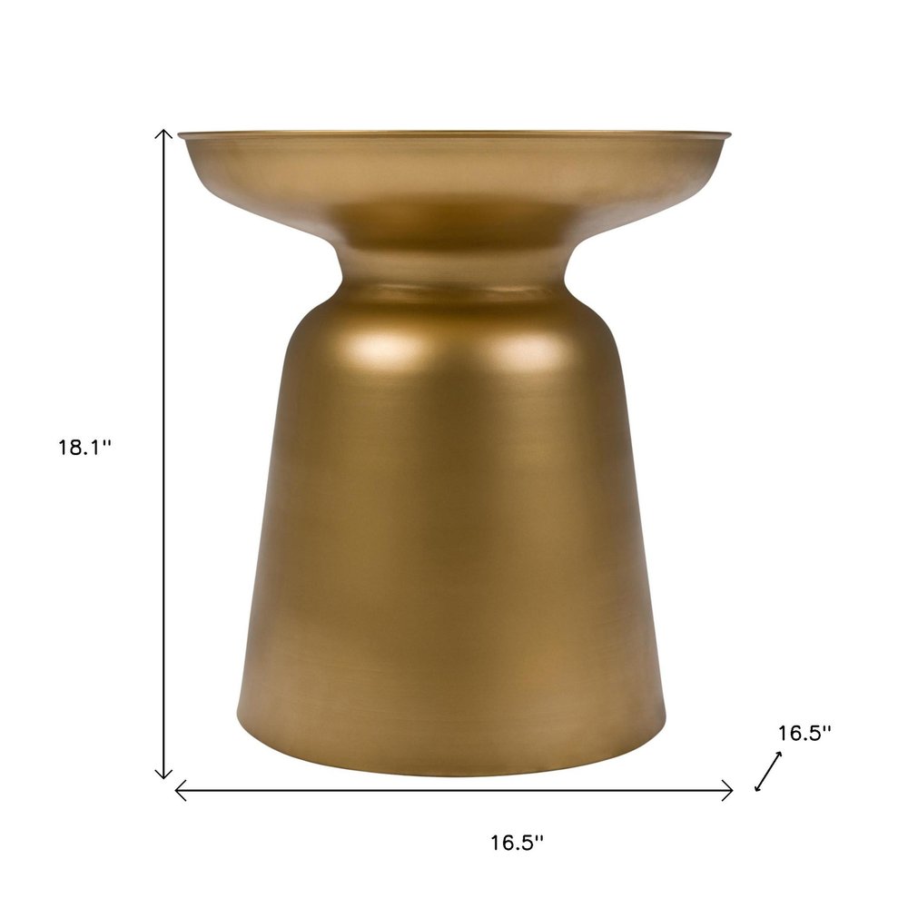 18" Gold Iron Round Pedestal End Table