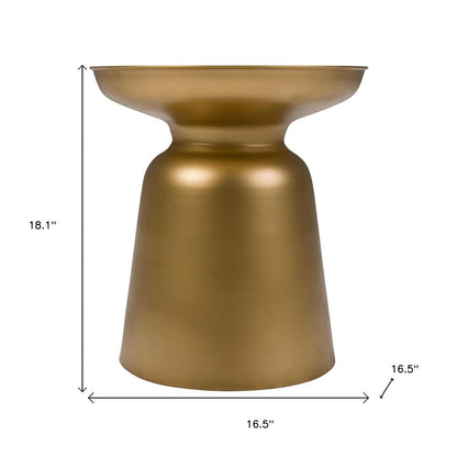 18" Gold Iron Round Pedestal End Table