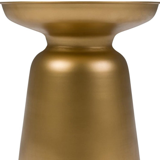 18" Gold Iron Round Pedestal End Table