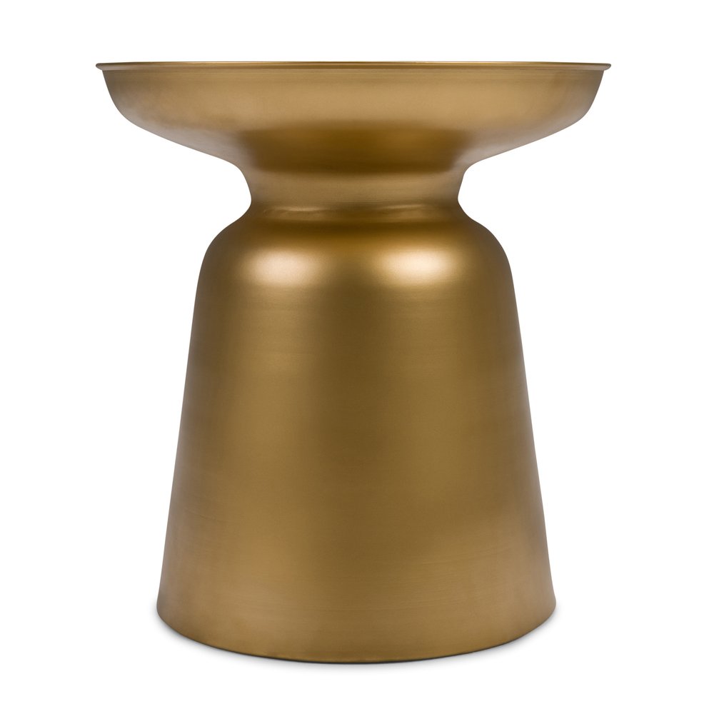 18" Gold Iron Round Pedestal End Table