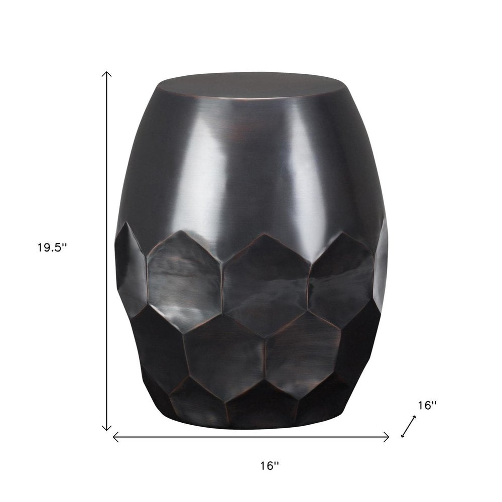 20" Copper Distressed Iron Round Drum End Table