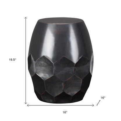 20" Copper Distressed Iron Round Drum End Table