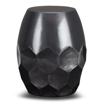 20" Copper Distressed Iron Round Drum End Table