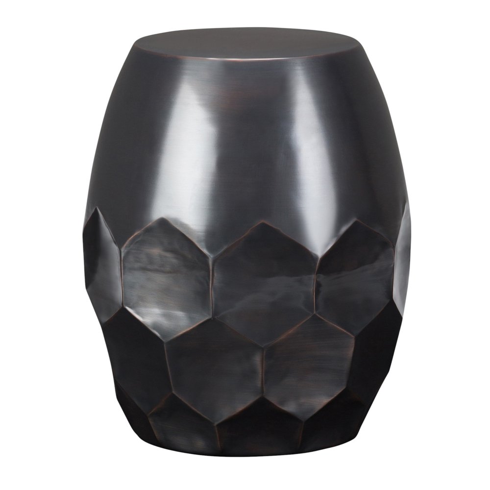 20" Copper Distressed Iron Round Drum End Table