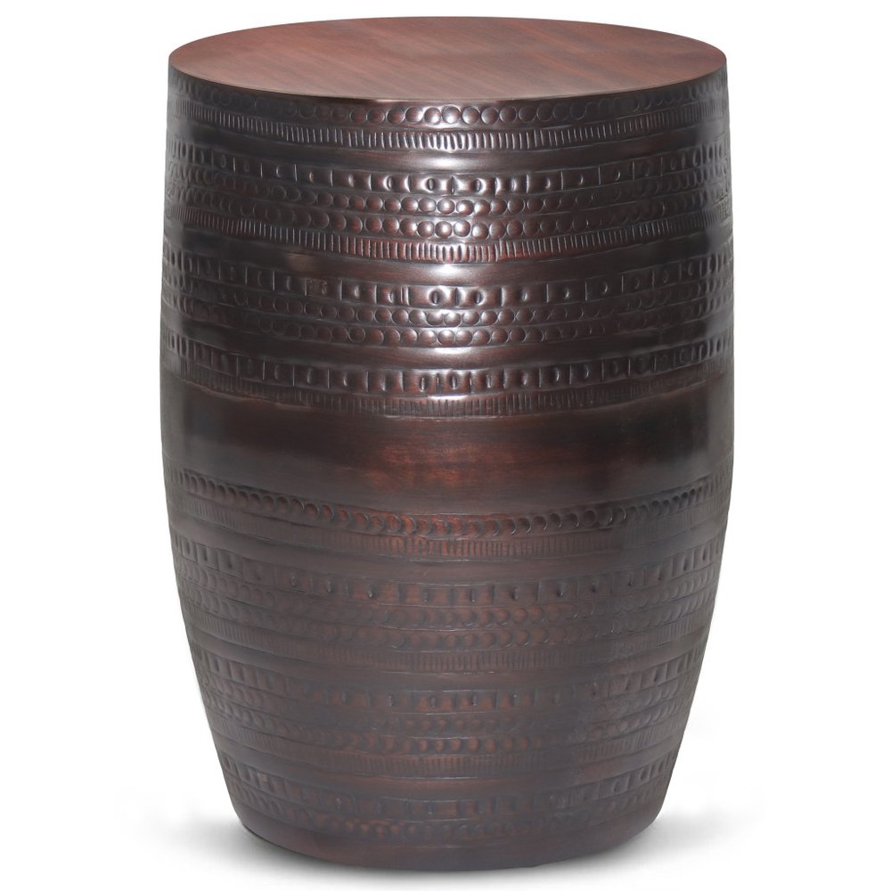 20" Bronze Iron Round Drum End Table