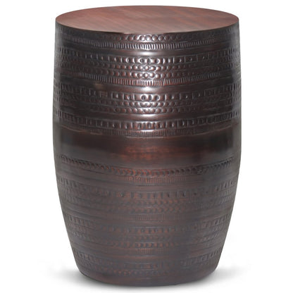 20" Bronze Iron Round Drum End Table