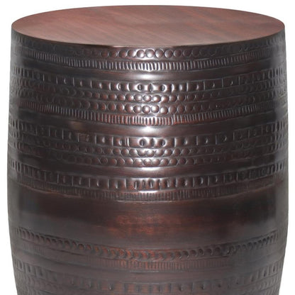 20" Bronze Iron Round Drum End Table
