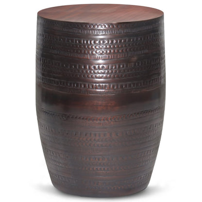 20" Bronze Iron Round Drum End Table