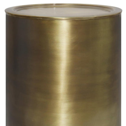 21" Antiqued Gold Iron Round Drum End Table