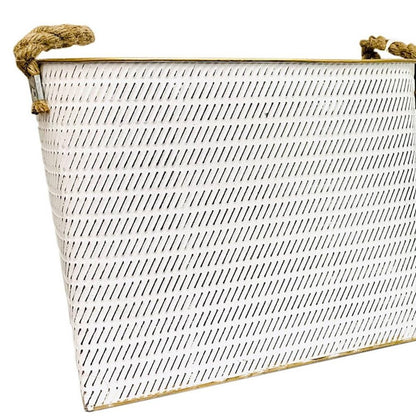 Set of Two White Metal Basket
