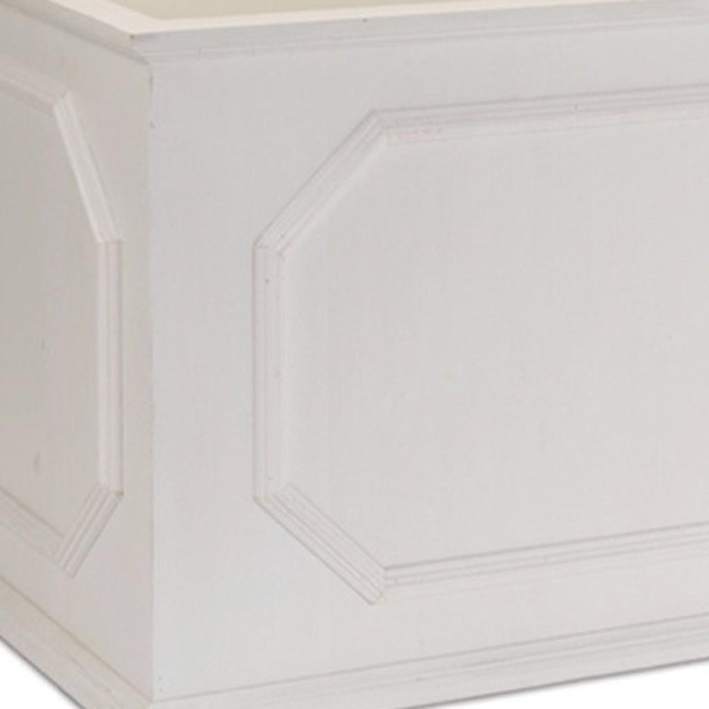 Set of Three White Wood Geometric Rectangular Planter Boxes
