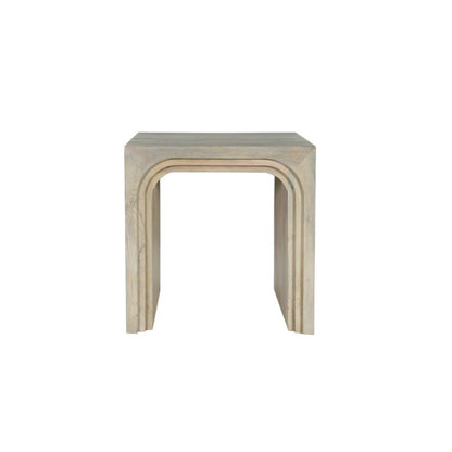 24" White Solid Wood Square Sled End Table