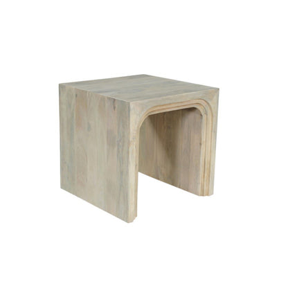 24" White Solid Wood Square Sled End Table