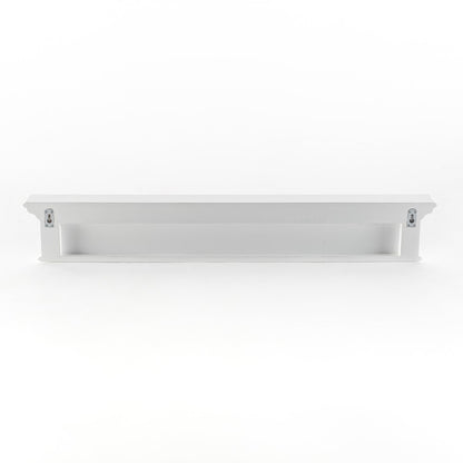 51" White Solid Wood Eight Hook Wall Mount Coat Rack