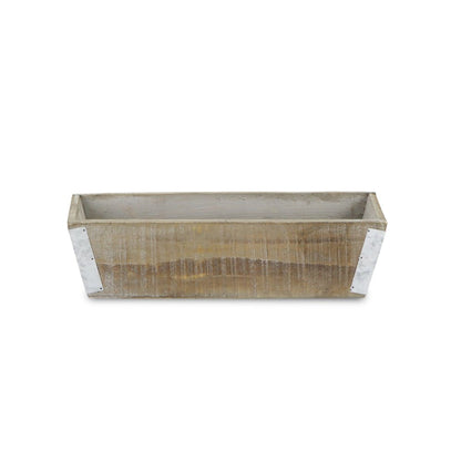 Natural And Silver Metal And Wood 123 Ounce Rectangular Distressed Planter Box