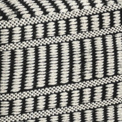 20" Black And White Polyester Geometric Outdoor Pouf Ottoman