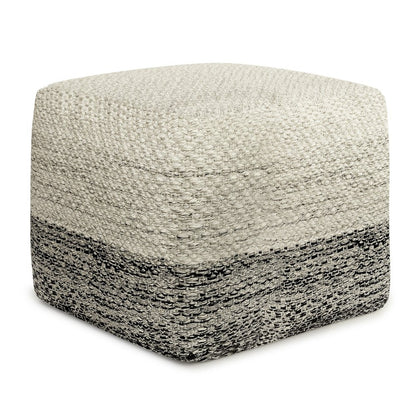 18" Gray And White Polyester Ombre Outdoor Pouf Ottoman