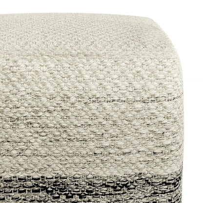 18" Gray And White Polyester Ombre Outdoor Pouf Ottoman
