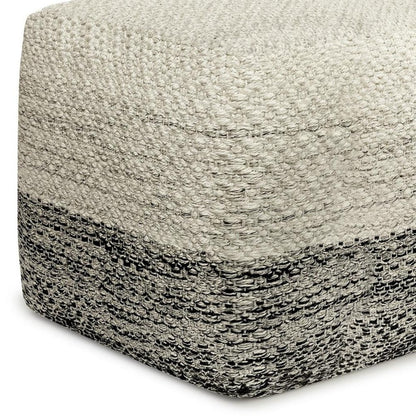 18" Gray And White Polyester Ombre Outdoor Pouf Ottoman