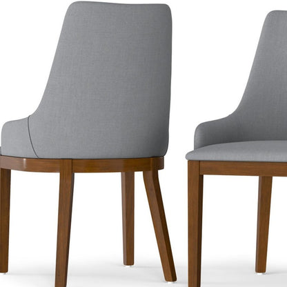 Set of Two Gray and Walnut Solid Wood Dining Parsons Chairs