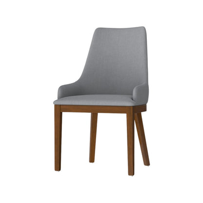 Set of Two Gray and Walnut Solid Wood Dining Parsons Chairs