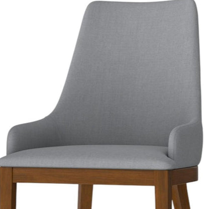 Set of Two Gray and Walnut Solid Wood Dining Parsons Chairs