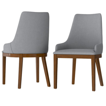 Set of Two Gray and Walnut Solid Wood Dining Parsons Chairs