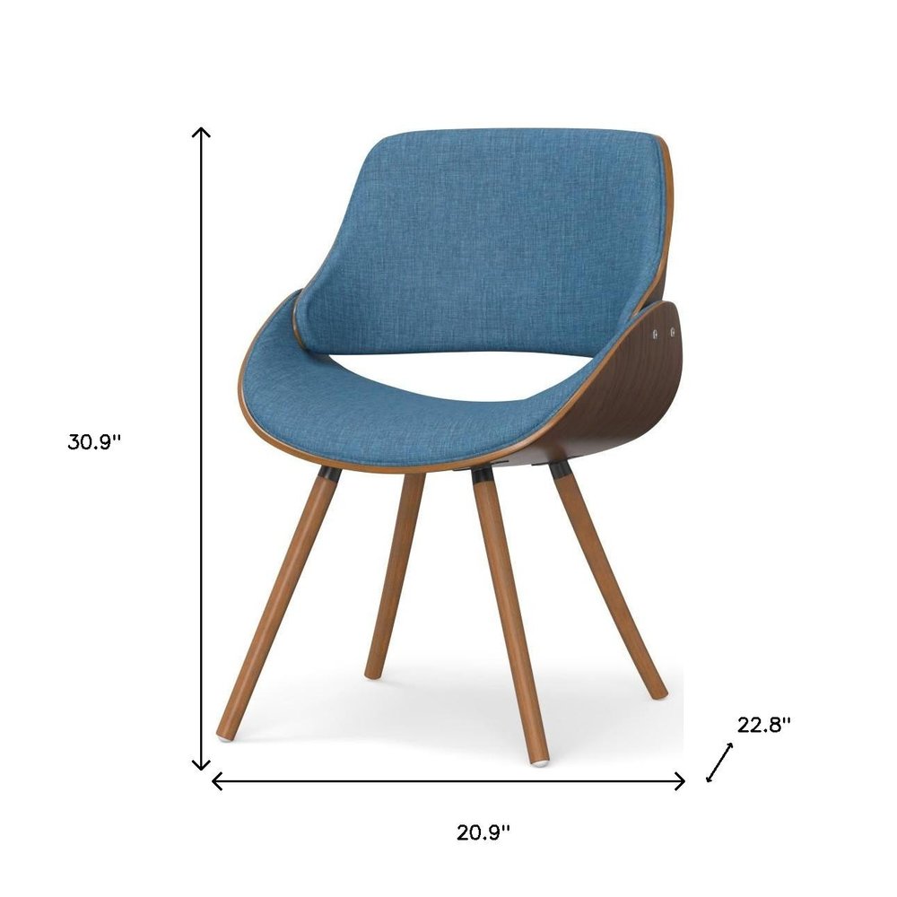 Blue and Walnut Solid Wood Dining Parsons Chair