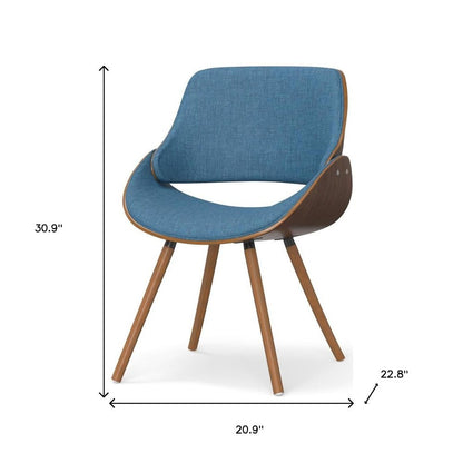 Blue and Walnut Solid Wood Dining Parsons Chair