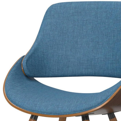 Blue and Walnut Solid Wood Dining Parsons Chair