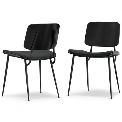 Set of Two Black Solid Wood Dining Parsons Chairs